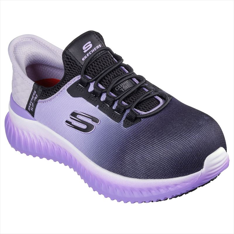 [SKECHERS WORK]スケッチャーズワークレディーススリップインズ作業靴TILIDO-OMBRAY(108152)(BKPR)ブラ..