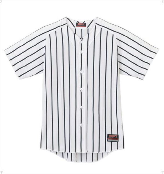 ゼット野球 ワイドストライプリブメッシュシャツ BU631 1119 ホワイト×ブラック
