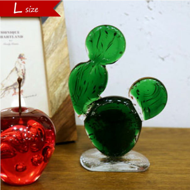 ＼ポイント最大36倍 27日 1:59まで／amabro CACTUS GLASS ORNAMENT Round Fan Lサイズ ガラス サボテン オブジェ 置物 インテリア グリーン