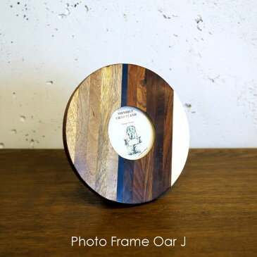 フォトフレーム 写真立て PHOTO FRAME OAR J 写真 壁掛け シンプル アンティーク インダストリアル カリフォルニア フレーム 写真たて ウッド 木製 ベージュ ホワイト ネイティブ ブラウン ミニ 小さい 丸 円 ラウンド