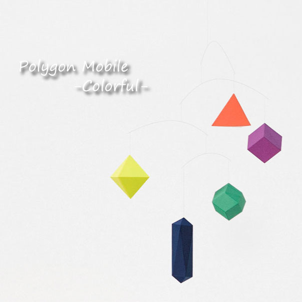 ＼ポイント最大36倍 16日 1:59まで／【メール便対応250円】Findesign Polygon Mobile -colorful- モビール キット 北欧 モダン 雑貨 幾何学 オーナメント インテリア 紙 ペーパークラフト オブジェ 壁掛け おしゃれ 子供部屋