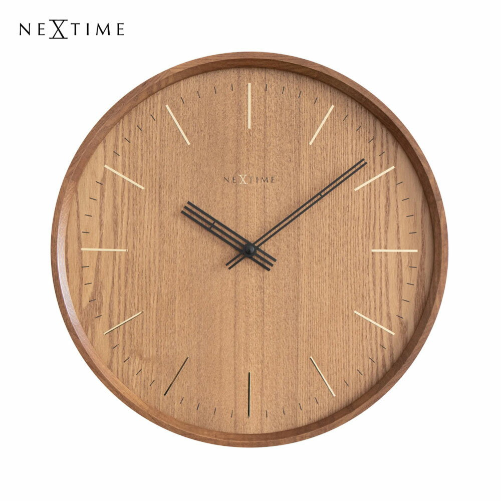 NeXtime Fin ネクスタイム 時計 掛け時計 壁掛け 木 木製 木目 スイープムーブメント 静か 静音 アンテ..