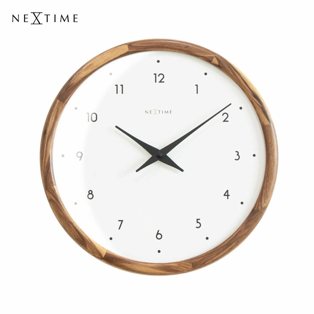 NeXtime Point RO ネクスタイム 時計 掛け時計 壁掛け 木 木製 木目 スイープムーブメント 静か 静音 アンティーク レトロ ミッドセンチュリー かわいい アナログ 北欧 モダン ナチュラル おしゃれ リビング インテリア シンプル 贈り物 結婚祝い 新築祝い NXT-J032