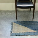 RugRu AMIN MAT 50 × 70cm 綿100 玄関マット 屋内 室内 ラグ 北欧 敷物 白 天然素材 洗える おしゃれ モダン 雑貨 インテリア ナチュラル マット 玄関 ブルー フリンジ 32532