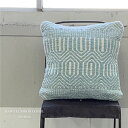 RugRu HAWA CUSHION COVER サンディー クッションカバー 45×45cm 綿100 北欧 白 洗える おしゃれ ナチュラル ブルー 水色 ホワイト アイボリー コットン エスニック アジアン アンティーク ビンテージ インダストリアル カリフォルニア 30750