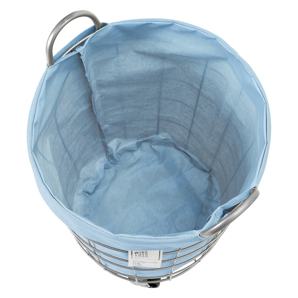 BRID DENIM LAUNDRY ROUND BASKET WITH CASTER 33L ランドリーバスケット 洗濯カゴ バスケット かご カゴ キャスター 収納 ぬいぐるみ おもちゃ おむつ ワイヤー 北欧 おしゃれ アンティーク モダン 雑貨 ナチュラル カート デニム ブルー 003076 [3]