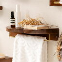 タオルハンガー タオル掛け タオルホルダー 棚 棚付き 壁掛け 壁付け トイレ キッチン 洗面所 ドア マホガニー ウッド 木 木製 ゴールド DIY インテリア ディスプレイ ホテルライク カフェ おしゃれ 可愛い かわいい 北欧 インダストリアル アンティーク 45cm JDW-224