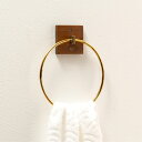 タオルハンガー タオルリング タオル掛け タオルホルダー 壁掛け 壁付け トイレ キッチン 洗面所 ドア チーク ウッド 木 木製 ゴールド DIY インテリア ディスプレイ ホテルライク カフェ おしゃれ 可愛い かわいい 北欧 インダストリアル アンティーク リング JDW-225