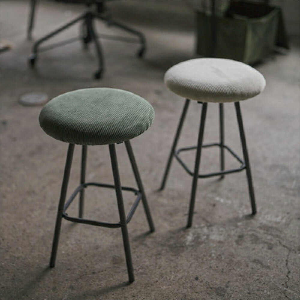 スツール カウンター チェア 椅子 イス 丸 丸型 ラウンド コーデュロイ ディスプレイ 寝室 洗面所 玄関..