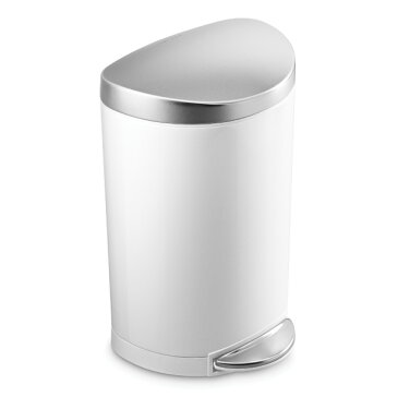 \キャッシュレス5%還元/ simplehuman シンプルヒューマン セミラウンドステップダストボックス 10L ペダル ホワイト ステンレス ゴミ箱 おしゃれ