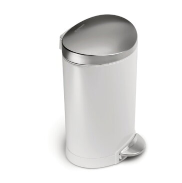 \キャッシュレス5%還元/ simplehuman シンプルヒューマン セミラウンドステップダストボックス 6L ペダル ホワイト ステンレス ゴミ箱 おしゃれ
