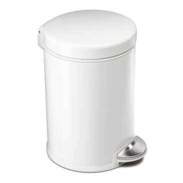 \キャッシュレス5%還元/ simplehuman シンプルヒューマン ラウンドステップダストボックス 4.5L ホワイト ステンレス ゴミ箱 おしゃれ