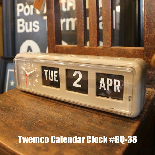 【即納】Twemco Calendar Clock BQ-38 “Gray”トゥエンコカレンダークロック 時計 デザイン 掛け時計 掛時計 置き時計 クロック アメリカ フリップ パタパタ 壁掛け グレー おしゃれ アンティーク ギフト プレゼント