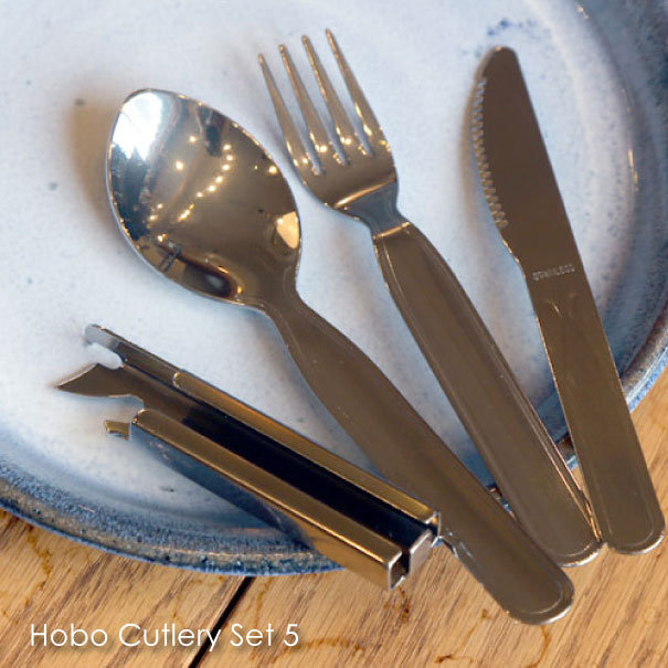 \ ポイント最大33.5倍 11日 1:59まで/Hobo Cutlery Set 5 ホーボーカトラリーセット5 アウトドア キャンプ 食器セット スプーン フォーク ナイフ ボトルオープナー カンオープナー ステンレス ソロキャンプ コンパクト