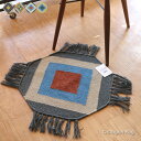 Octagon Rug 50×50cm 玄関マット 屋内 室内 ラグ フリンジ 北欧 敷物 天然素材 おしゃれ アンティーク モダン 雑貨 インテリア ナチュラル ネイティブ 八角形 オクタゴン 円 丸 ラウンド 【HL_NEW_18】