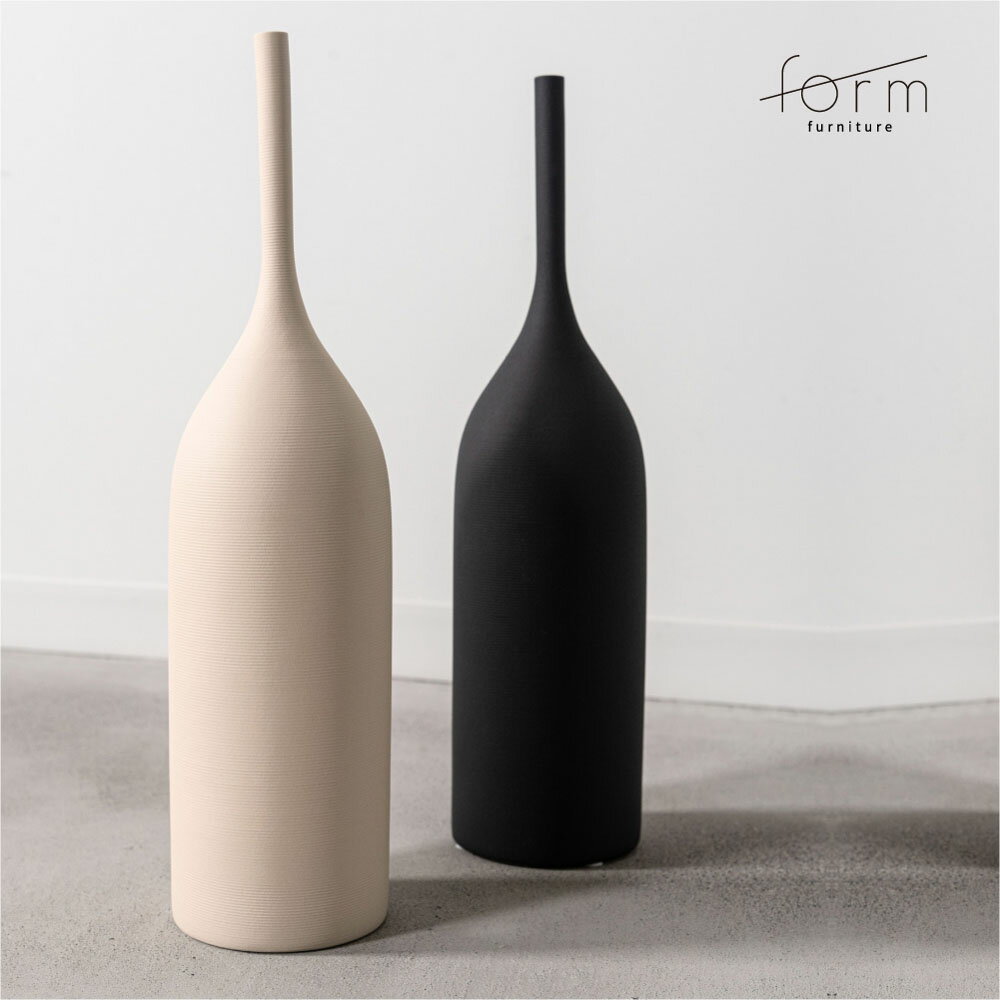 Rakuten - form フラワーベース 陶器 花瓶 一輪挿し 北欧風 ジャパンディ 和風 和室 おしゃれ インテリア オブジェ マット質感 ナチュラル モダン ドライフラワー 造花対応 傷防止フェルト付き 黒 ブラック 白 アイボリー シンプル 花器 花びん 雑貨