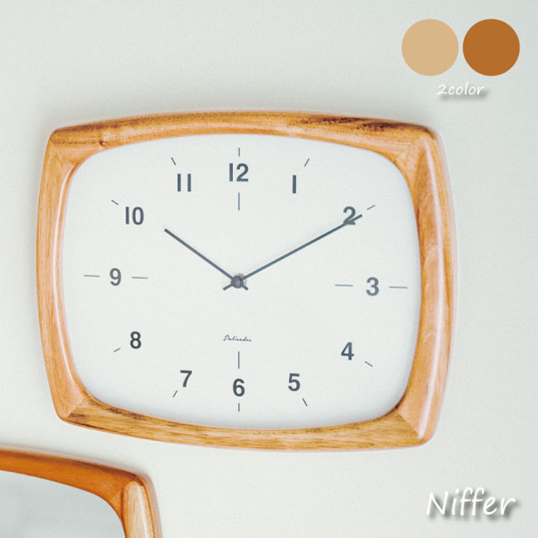 Rakuten - INTERFORM Niffer 時計 壁掛け 電波時計 アンティーク 北欧 ナチュラル おしゃれ 雑貨 インテリア ナチュラル 贈り物 ウッド 木 四角 長方形 CL-3355