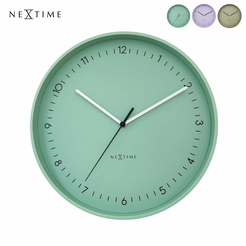Rakuten - NeXtime Berlin L ネクスタイム 時計 掛け時計 壁掛け 静か 静音 北欧 モダン おしゃれ ミッドセンチュリー 子供部屋 キッズ ホテルライク アンティーク かわいい アナログ リビング インテリア シンプル ラベンダー ミント カーキ NXT-3543