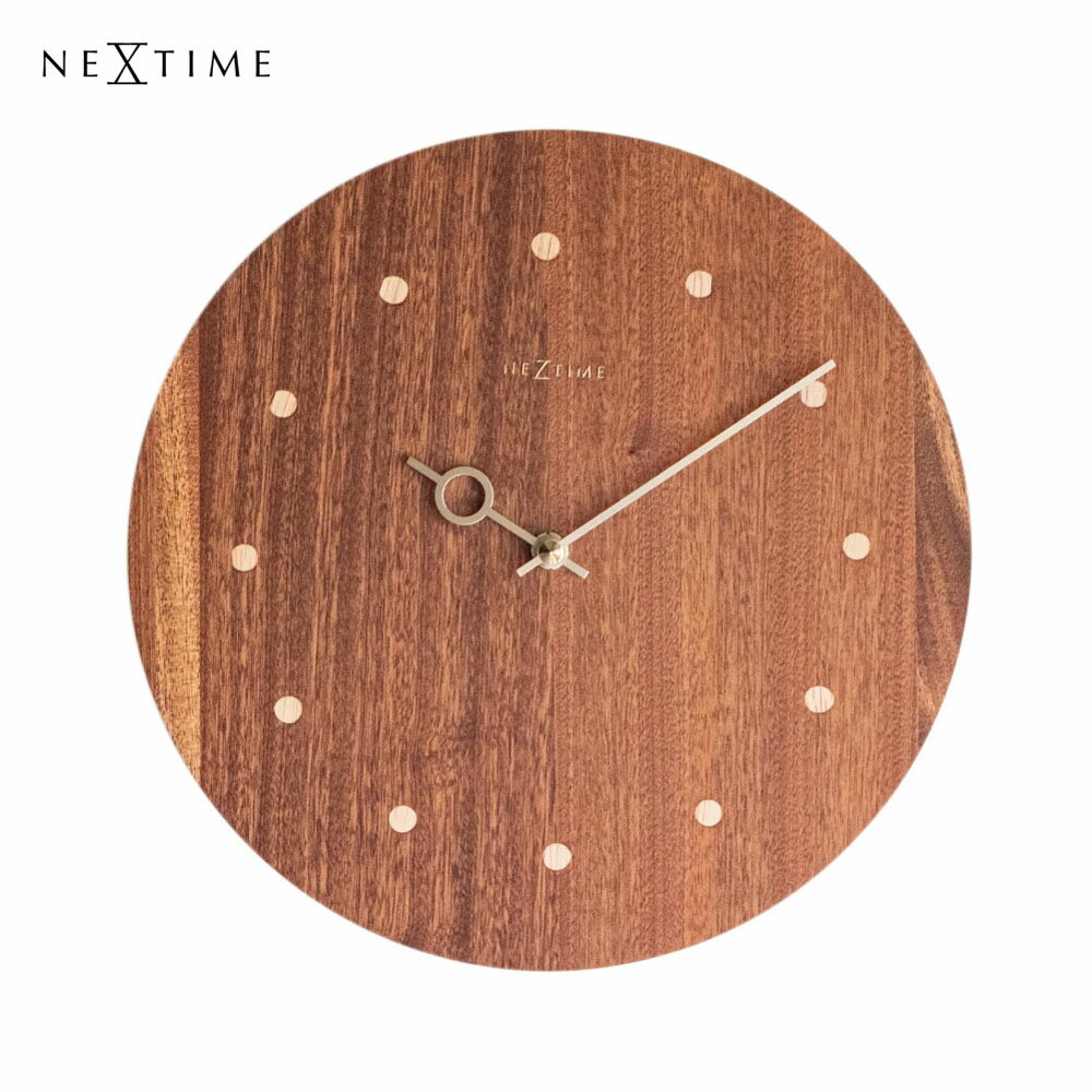 Rakuten - NeXtime Dowel Flat ネクスタイム 時計 掛け時計 壁掛け 木 木製 木目 スイープムーブメント 静か 静音 アンティーク レトロ ミッドセンチュリー かわいい アナログ 北欧 モダン ナチュラル おしゃれ リビング インテリア シンプル 贈り物 結婚祝い 新築祝い NXT-J031