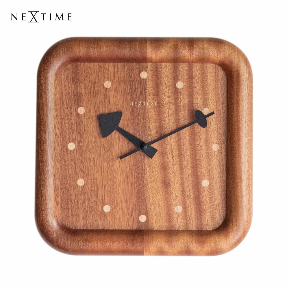 Rakuten - NeXtime Dowel Square ネクスタイム 時計 掛け時計 壁掛け 木 木製 木目 スイープムーブメント 静か 静音 アンティーク レトロ ミッドセンチュリー かわいい アナログ 北欧 モダン ナチュラル おしゃれ リビング インテリア シンプル 贈り物 結婚祝い 新築祝い NXT-J030