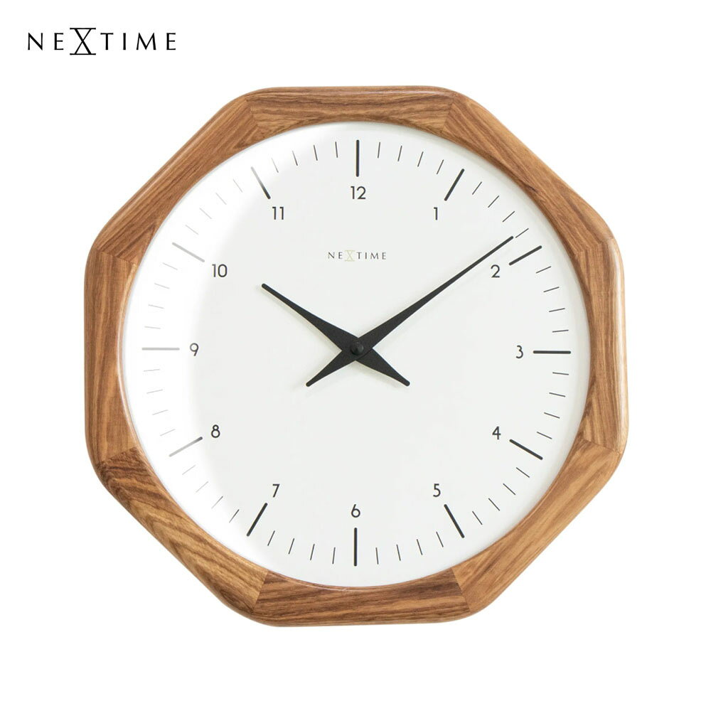 Rakuten - NeXtime Line OCT ネクスタイム 時計 掛け時計 壁掛け 木 木製 木目 八角形 スイープムーブメント 静か 静音 アンティーク レトロ ミッドセンチュリー かわいい アナログ 北欧 モダン ナチュラル おしゃれ リビング インテリア シンプル 贈り物 結婚祝い 新築祝い NXT-J035