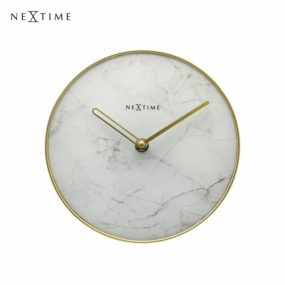 Rakuten - NeXtime Marble Table ネクスタイム 時計 置き時計 置き型 北欧 モダン おしゃれ ミッドセンチュリー アナログ インテリア シンプル 丸 ラウンド 大理石 白 ホワイト NXT-5222