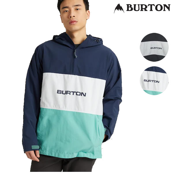 ITEM：BURTON 撥水ジャケット Antiup Anorak Jacket 21607100 定価　￥15,000（税抜き） 薄手サラサラ素材の撥水ジャケット！ 春先の暖かいゲレンデや普段のアウターとしてもお洒落なアノラックパーカー！（※真冬のライディングには適していません） ちょうど良いシルエットのレギュラーフィット 調節可能なフード ジップカンガルーハンドウォーマーポケット 調節可能な袖口 / サイドジップ bluesignの認証を受けた素材は、安全な化学薬品のみを使用し、製造工程における資源の保全、消費者や製造者の安全、空気と排水の清潔さなどの最高基準をクリアしています 柔らかくて肌触りの良いDRYRIDE Mist-Defy撥水ストレッチ素材 サイズ目安 S:　胸囲91-97　ウエスト76-81　ヒップ91-97　着丈74cm　身幅54cm　肩幅45cm　袖丈64cm M:　胸囲97-102　ウエスト81-86　ヒップ97-102　着丈76cm　身幅56cm　肩幅47cm　袖丈66cm L:　胸囲102-107　ウエスト86-91　ヒップ102-107　着丈78cm　身幅58cm　肩幅49cm　袖丈68cm ※自社平置き採寸値につき、多少の誤差はご容赦下さい。 ※大体の目安です。 ◆予めご了承下さいませ◆ 在庫システムのデータ反映タイムラグ等により、まれにご注文商品が欠品している場合がございます。 お使いのパソコンやモニターの環境により、色に違いが 出ることがあります。