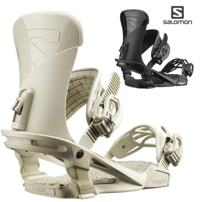 SALOMON バインディング TRIGGER L41509300 L41776400 定価：　￥30,000(税抜き) ダイナミックなサスペンションのように動く設計のFREESTYLE JIB JOINTには、直感的にデザインされたBLASTER TECHを採用。また、着地時の激しい衝撃を吸収するだけでなく、横方向の自由度を増してスムースなライディングを可能にする構造も特徴だ。さらにスタイルを向上させるフレックス設定もポイント。 サイズ　※salomonブーツと合わせた場合。その他メーカーブーツの場合は異なる場合があります。 S: 22-24.5cm M: 25-27.5cm L: 28-30cm ◆予めご了承下さいませ◆ 在庫システムのデータ反映タイムラグ等により、まれにご注文商品が欠品している場合がございます。 お使いのパソコンやモニターの環境により、色に違いが 出ることがあります。