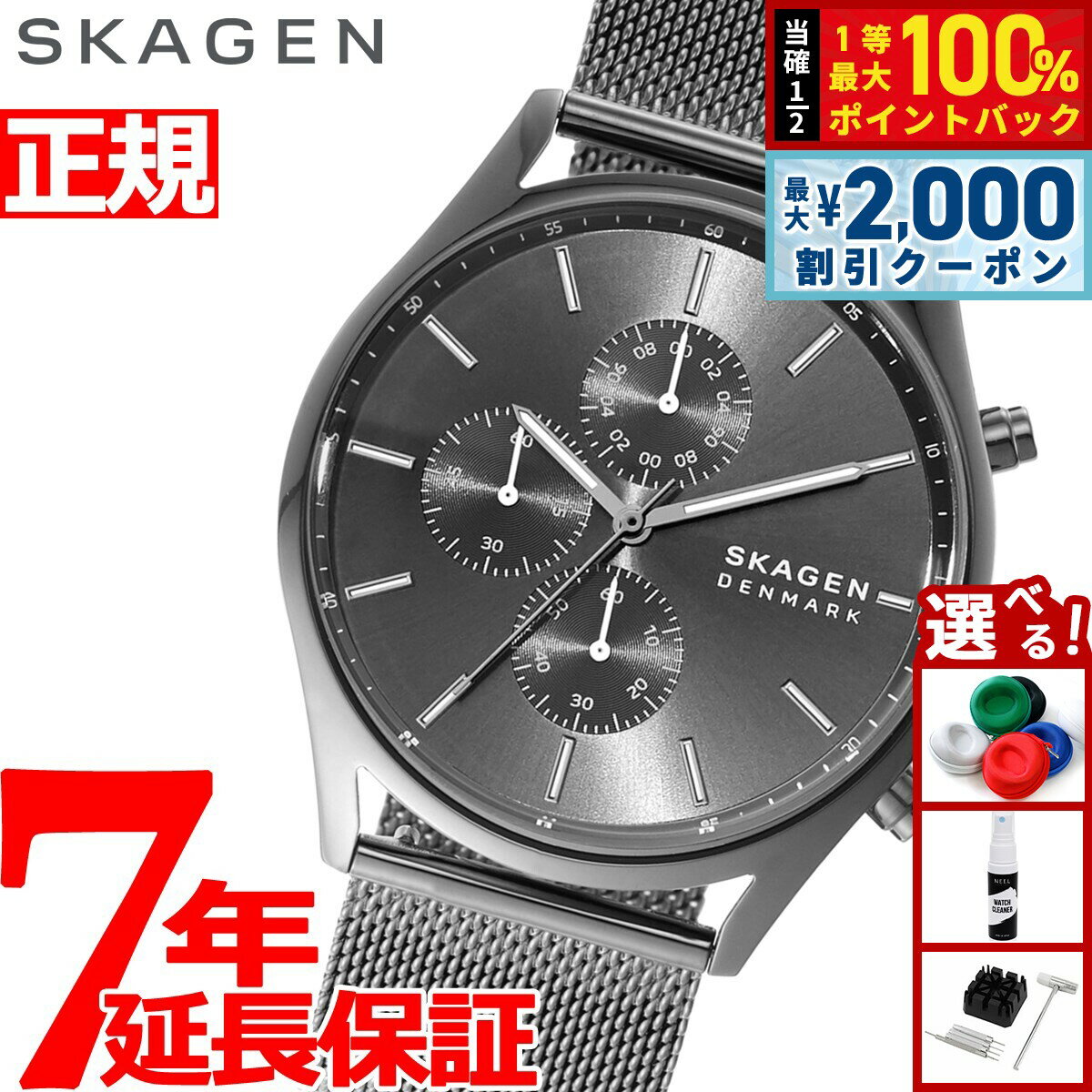 スカーゲン 腕時計（メンズ） 【3/5は当店限定Wイベント！2000円OFFクーポン＆抽選で最大10000ptバック】スカーゲン SKAGEN 腕時計 メンズ ホルスト HOLST クロノグラフ SKW6608
