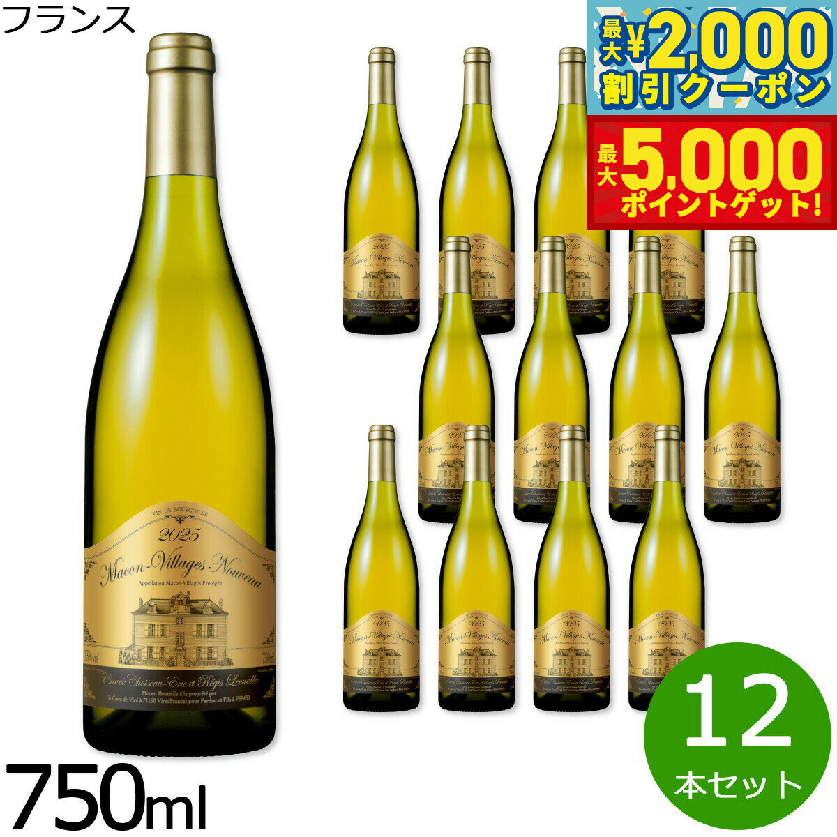 【最大2000円OFFクーポン＆ポイントさらに+5倍】マコン・ヴィラージュ・ヌーヴォー キュヴェ・ショワゾー 2025 フランス産 白ワイン 750ml×12本