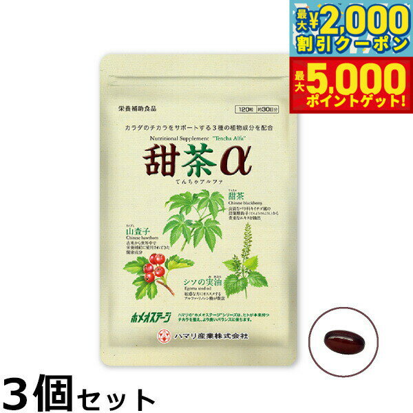 【最大2000円OFFクーポン＆ポイントさらに+5倍】ハマリの健康食品 甜茶α 120粒×3個セット【送料無料】 国産 サプリメント ノンカフェイン シソの実 山査子