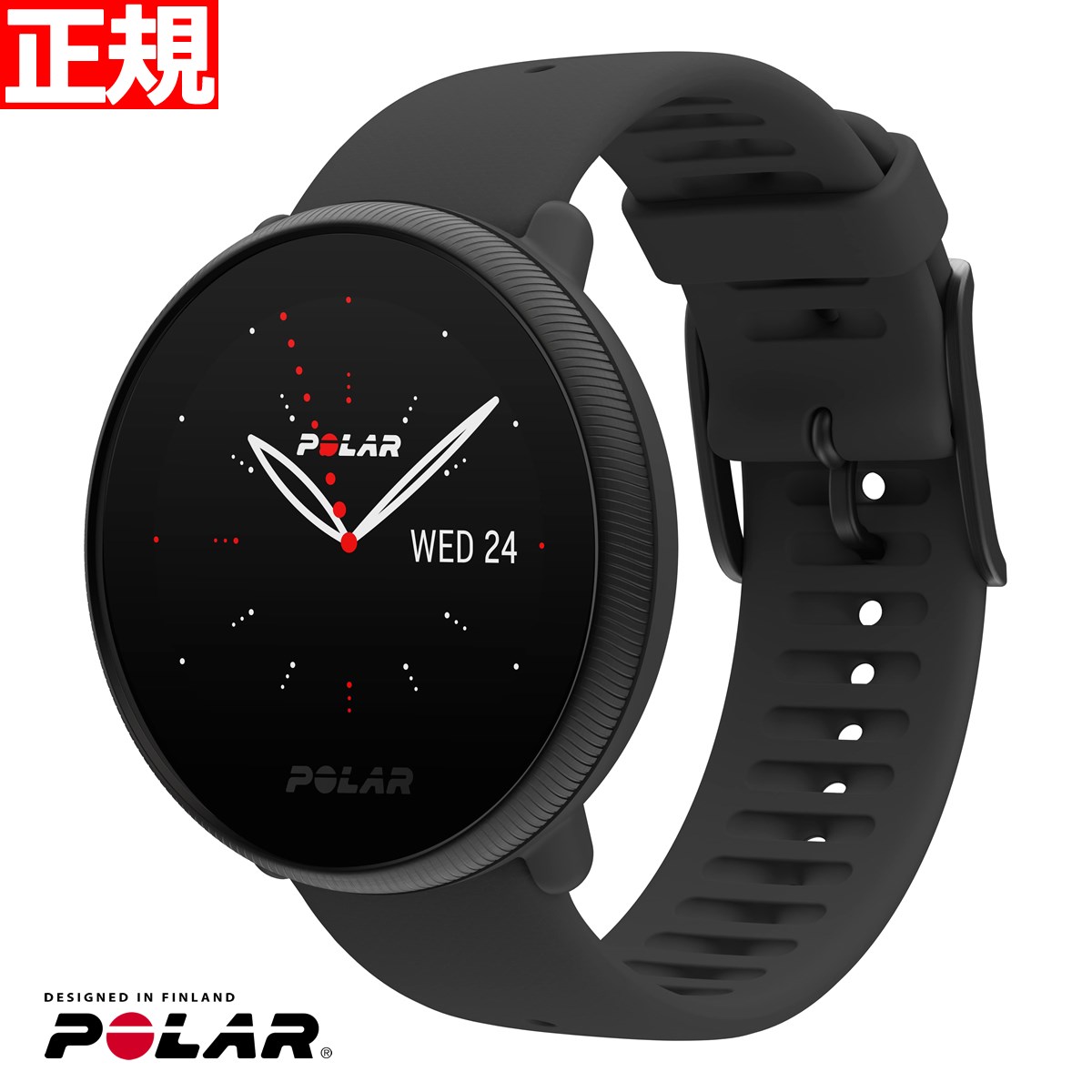 Polar Ignite2は、Polar Igniteにエネルギー栄養素分析・消費エネルギー内訳、音楽コントロール、天気予報表示、パワーセーブモード、HRセンサーモードの機能を追加したGPSフィットネスウォッチです。商品名ポラール Polar Ignite 2 GPS フィットネス スマートウォッチ ウェアラブル 腕時計 心拍 活動量計 イグナイト 2 ブラックパール S-L 90085182 日本正規品商品番号90085182ブランドポラール POLAR ムーブメントクォーツ（充電式リチウムポリマー電池）&nbsp;■時計仕様カテゴリー：フィットネスウォッチ対応スポーツ：100種類以上解像度：240×204ピクセルディスプレイタイプ：周囲の環境光に基づき、背面光の強度を調整する環境光センサー（ALS）対応言語：日本語、英語を含む18か国語バッテリー持続時間：活動量モード：約5日間GPSトレーニングモード：最大20時間GPSトレーニングモード（省電力）：最大100時間カラー表示：○■時計機能時間/日付：○アラーム：○タイマー：○ストップウォッチ：○■搭載センサー光学式心拍計：○（2色9LED）接触型センサー：○加速度計：○GPS：○GLONASS：○みちびき（補完信号）：○Galileo：○■接続可能なセンサー（別売り）H10胸心拍センサー：○ 光学式心拍センサー：○■防水：30m防水■通知機能：バイブレーション■接続USB接続（時計側は専用端子）Bluetooth接続（専用アプリPolar Flow APP要）2サイズベルト同梱（剣先側S、M/Lサイズ）バッテリー：165 mAh Li-pol （リチウムポリマー）バッテリー風防素材ドラゴントレイル強化ガラスケース素材ABS、ステンレススチールケースサイズ43×43mmケース厚8.5mmバンド素材シリコンバンド留金タイプ美錠バンド幅20mm腕周り(最大)21cm本体重量35g保証期間2年間のメーカー保証(消耗品等を除く・国内正規店購入の領収書が必要です。)付属本体 / 充電用USBケーブル / ユーザー マニュアルその他のサービスギフトラッピング無料ポラール Polar Ignite 2 GPS フィットネス スマートウォッチ ウェアラブル 腕時計 心拍 活動量計 イグナイト 2 ブラックパール S-L 90085182 日本正規品Polar Ignite2は、Polar Igniteにエネルギー栄養素分析・消費エネルギー内訳、音楽コントロール、天気予報表示、パワーセーブモード、HRセンサーモードの機能を追加したGPSフィットネスウォッチです。