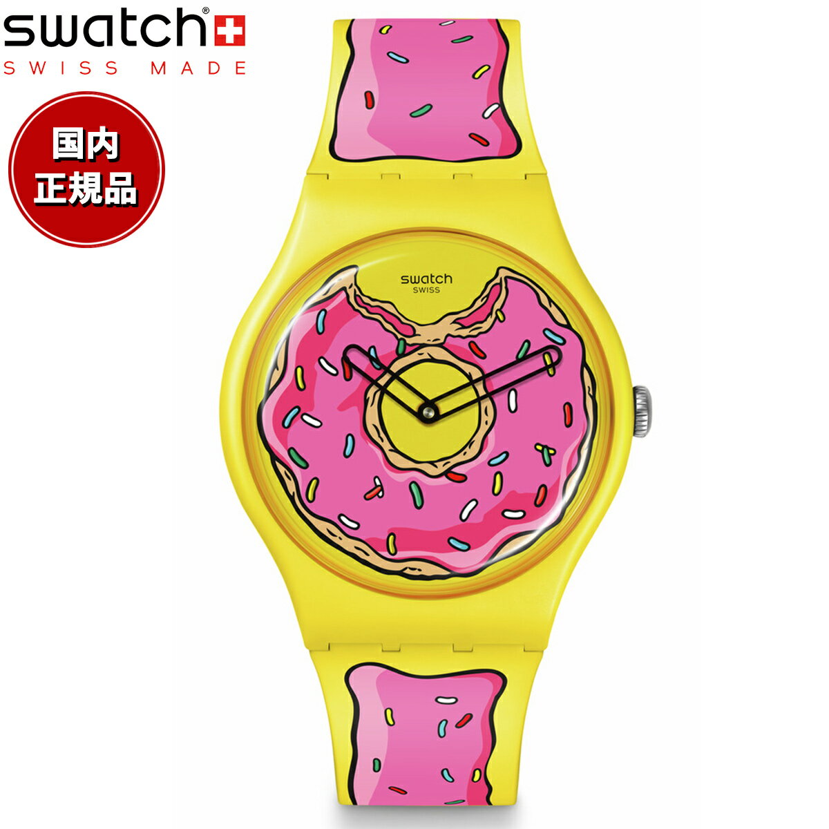 スウォッチ 腕時計（メンズ） swatch スウォッチ ザ・シンプソンズ コラボモデル The Simpsons SECONDS OF SWEETNESS SO29Z134 腕時計 メンズ レディース