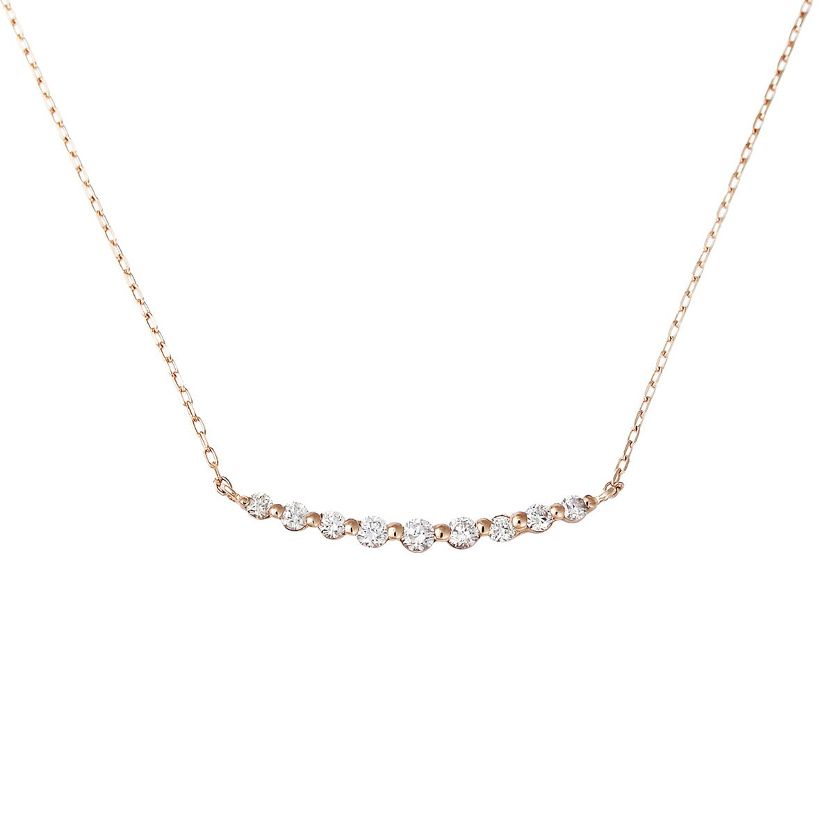 【店内ポイント最大39倍！本日限定！】18金 ピンクゴールド ダイヤモンド ネックレス 0.1カラット 0.1ct DN11358BPG