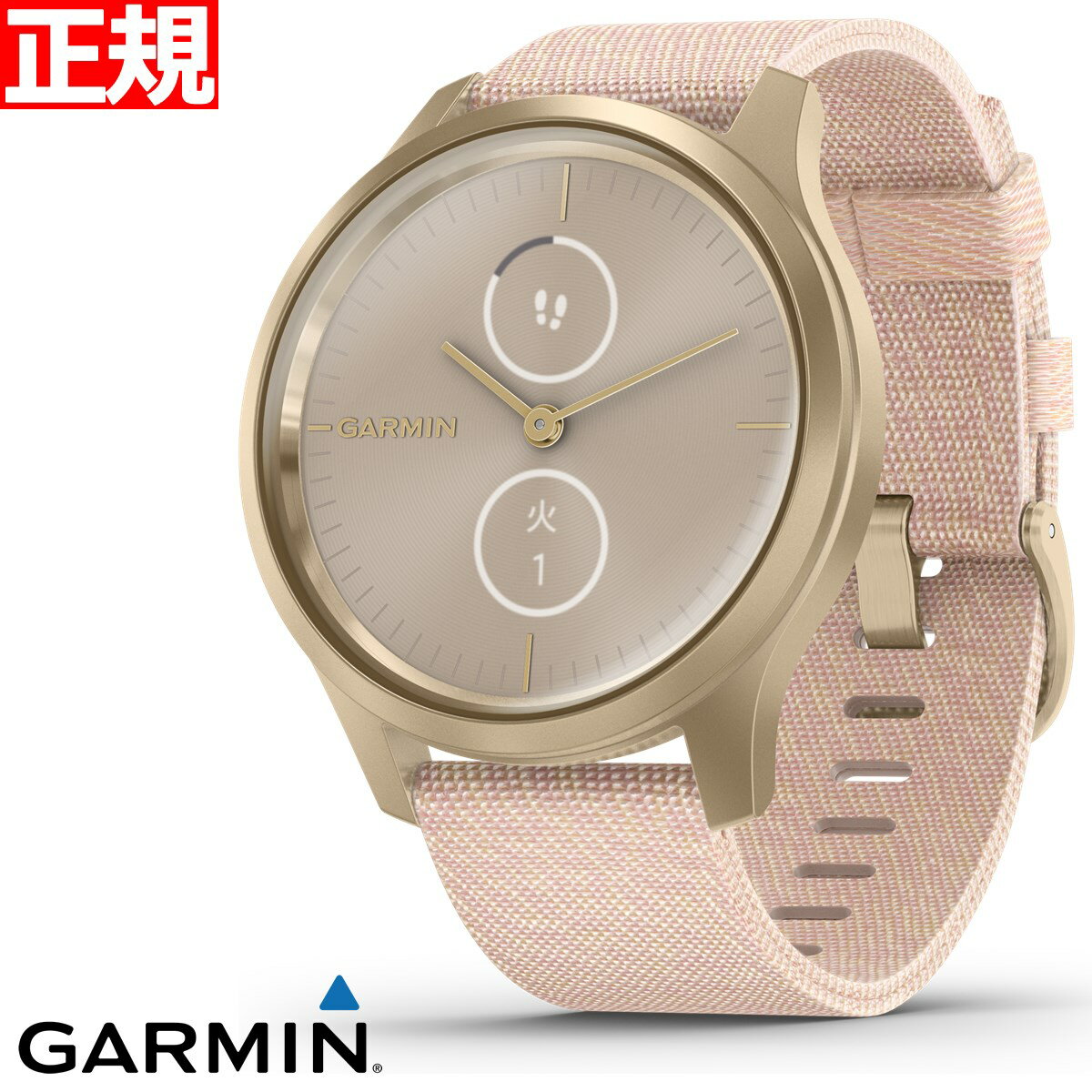 24ʬ̵ۥߥ GARMIN vivomove Style ࡼ  ޡȥå ֥ü ӻ  ǥ Blush Pink Nylon Light Gold 010-02240-72