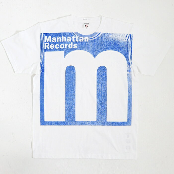 JACKSONMATISSEジャクソンマティスレディースメンズユニセックスTシャツ半袖Tシャツ白TシャツManhattanRecordstimes;JMHandPrintTeeJM22AWMA06プリントマンハッタンレコードコラボ綿100夏秋ホワイトトップスカジュアルビンテージ加工サーフアメカジ