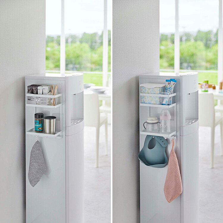 山崎実業 タワーシリーズ 【 tower ウォーターサーバー横マグネットラック タワー 2段 】 キッチン 台所用品 収納 キッチン収納 ドリンク 紙コップ コーヒー ホワイト ブラック 7119 7120 2