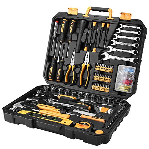 DEKOPRO 208 Piece Tool Set,General Household Hand Tool Kit with Plastic Toolbox Storage Case 141［並行輸入］