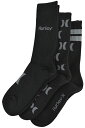 HURLEY (ハーレー) 3PK MENS 1/2 TERRY CREW SOCKS ソックス 靴下 3Pパック BLACK SKATEBORDING スケートボード SURFING サーフィン