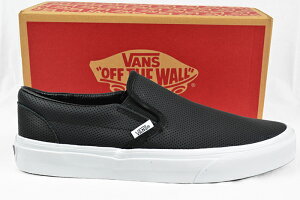 VANS バンズ ヴァンズ CLASSIC SLIP ON US LIMITED EDITION US限定 スリップオン スリッポン スニーカー (PERF LEATHER) BLACK スケートボード SKATEBOARDING サーフィン SURFING