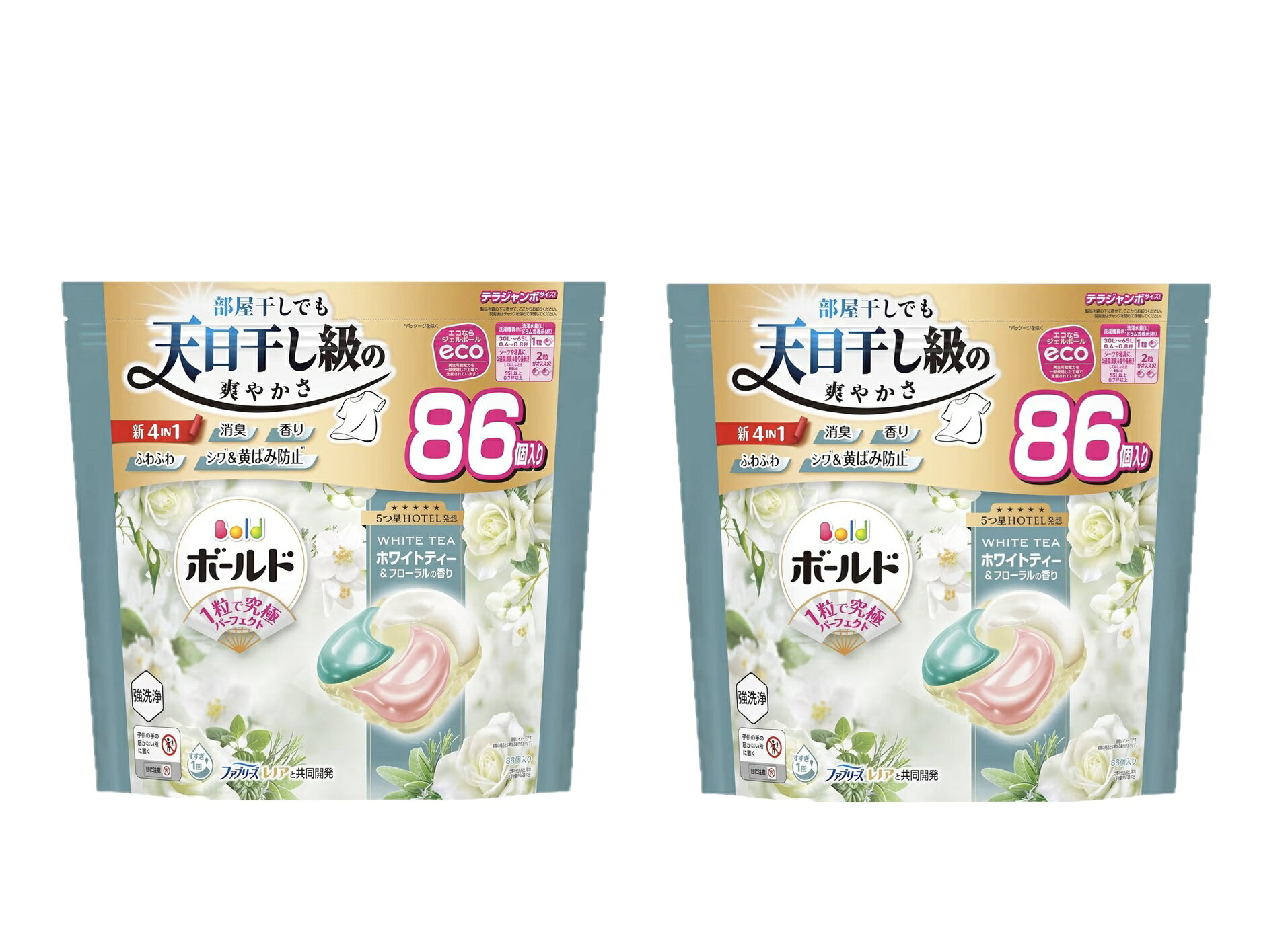 Rakuten - ボールド　ジェルボール 4in1【ホワイトティー＆フローラルの香り】詰め替え 86個入×2袋