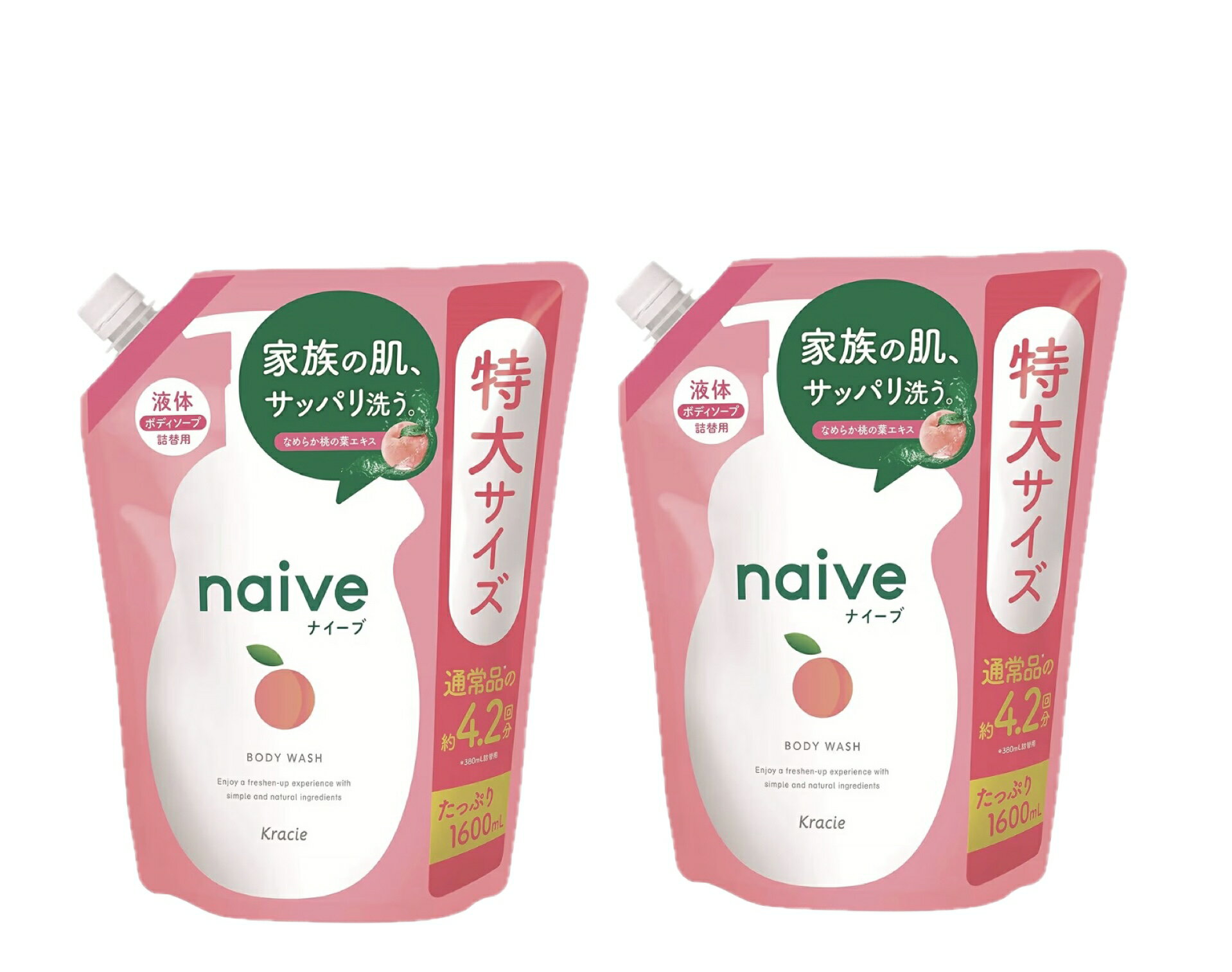 Rakuten - ナイーブ ボディソープ【なめらか桃の葉エキス】詰替用 1600mL×2袋