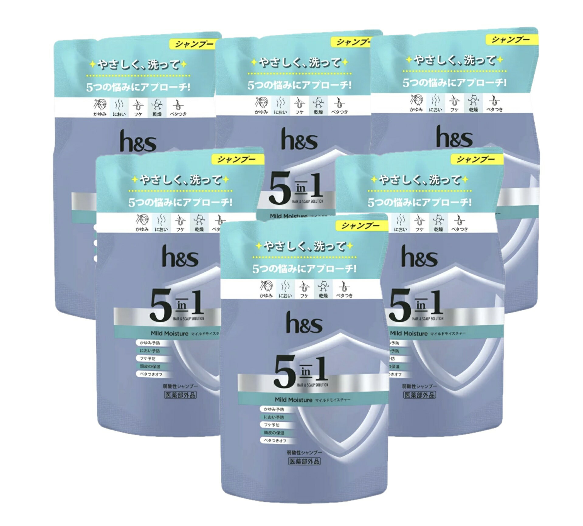Hair Care - h&s 5in1 シャンプー【マイルドモイスチャー】詰替 290g×6袋