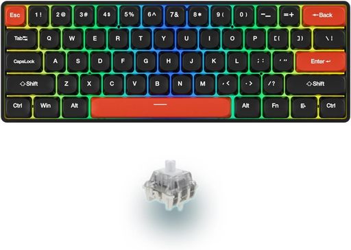 ラピッドトリガー キーボード:ゲーミングキーボード メカニカル式 磁気軸 精度RT0.04mm RGB発光 61キー 伝送スピード8000HZ Type-C USB有線接続 マグネチックシャフト LEDバックライト付き ゲーミ…
