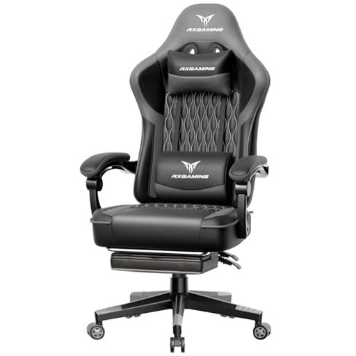 RXGAMING ゲーミングチェア オットマン付き ゲーム用チェア 145°リクライニング オフィスチェア 椅子 デスクチェア パソコンチェア