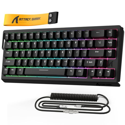 ATTACK SHARKxMAMBASNAKE X68 HEゲーミングキーボード、ラピッドトリガー対応、磁気スイッチ、8000Hzポーリングレート、0.125msレイテンシー、0.01mmRT精度、0デッドゾーン、snap