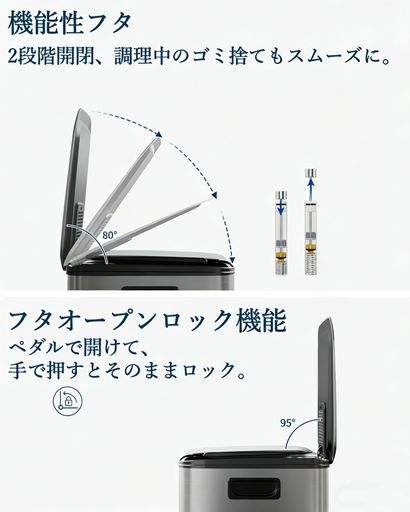 Garveeゴミ箱2分別2x30L...