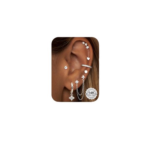 JeryWe 7ペア ピアス レディース セット 組み合わせ スタッド フープ チェーン ネ...