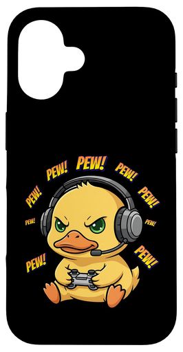 Duck Gamer Pew 面白い ビデオゲーム グラフィック 男の子 男性 女の子 スマホケース iPhone 16 用
