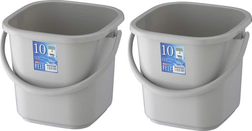 リスバケツ角型本体ライトグレー10Lベルク10KB2個セット
